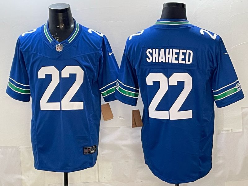 Men 2026 Seattle Seahawks #22 Shaheed Blue 3th generations Throwback Nike Limited NFL Jersey 02->seattle seahawks->NFL Jersey